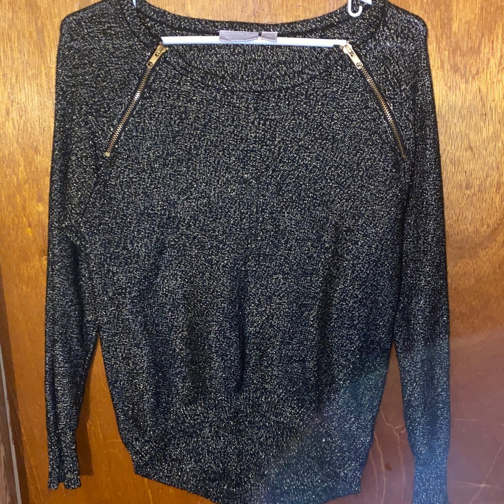 Black Sweater with Zipper Accents